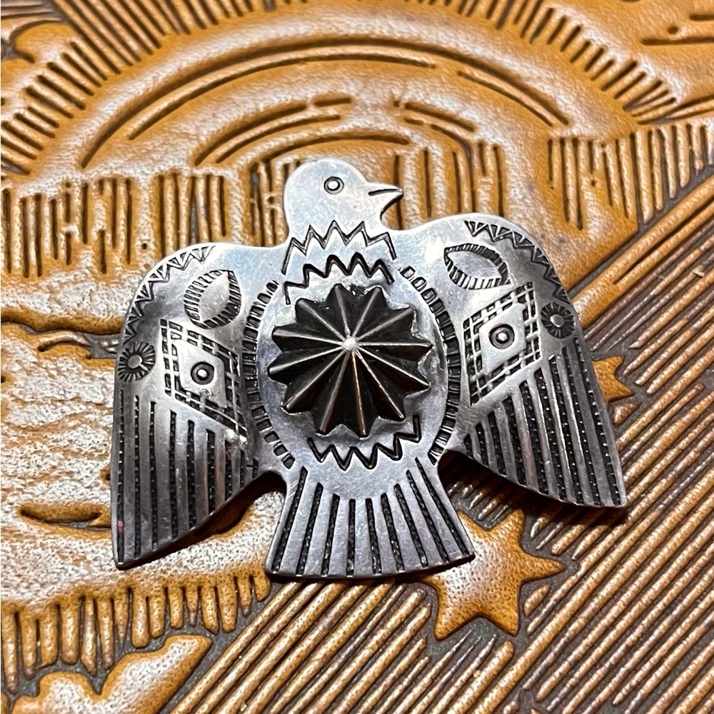 ‼️SOLD‼️ Vintage Sterling Silver Repoussé Thunderbird Brooch